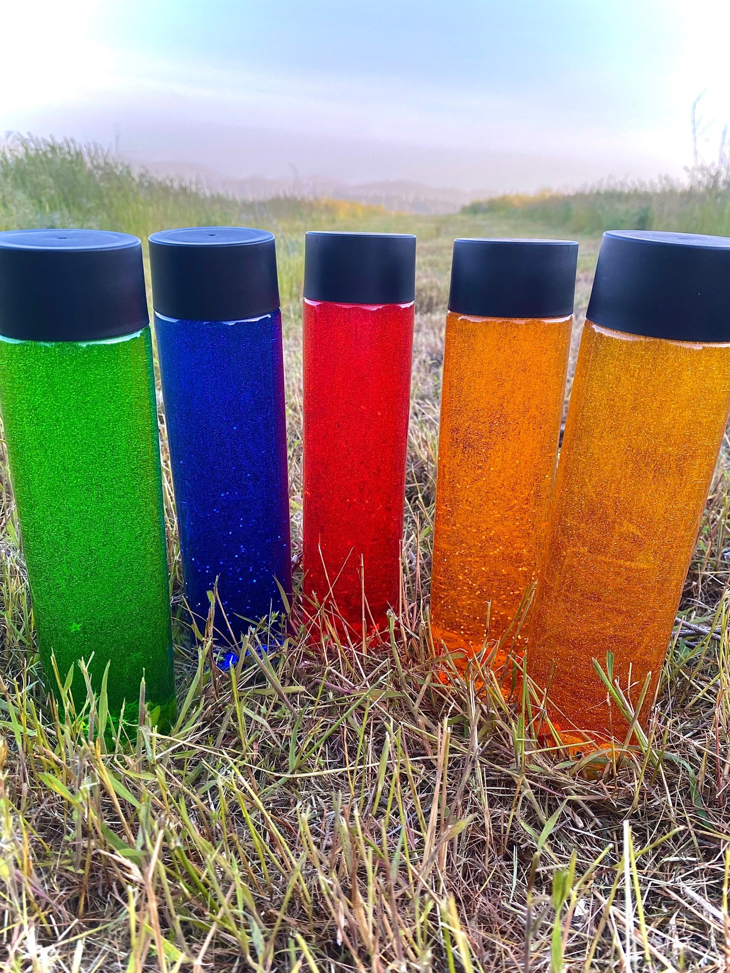SET OF 5 Rockin' Rainbow Sensory Bottles